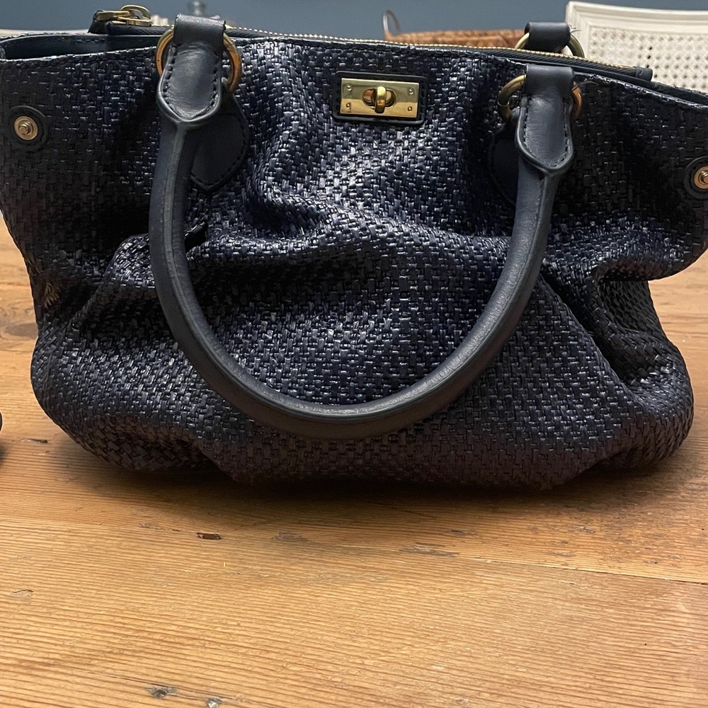 J. Crew Navy Woven Shoulder Bag